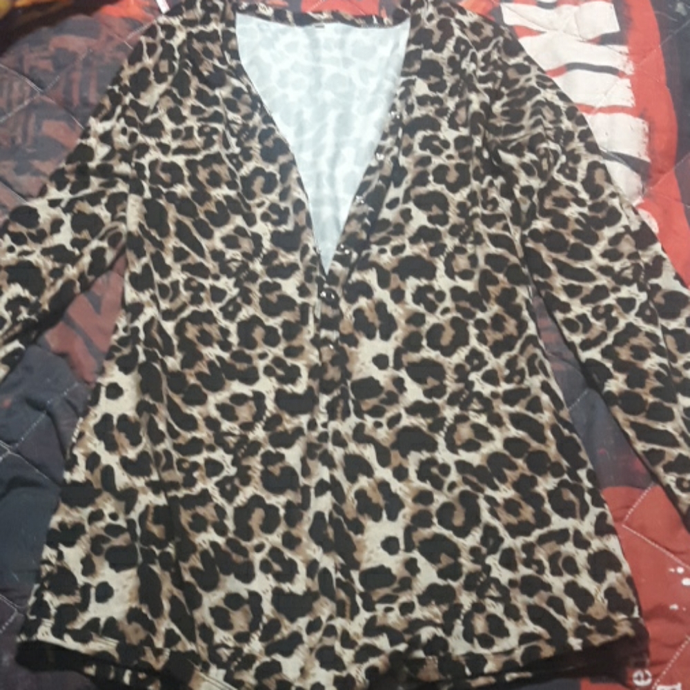 Short Leopard Print Onesie Size L
